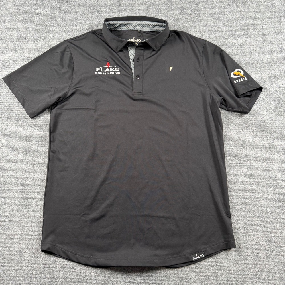 Primo Classic Polo Mens Large Black Flare Construction Quanta Golf Shirt NWT
